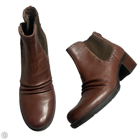 Boots Ankle Heels By Earth In Brown, Size: 11