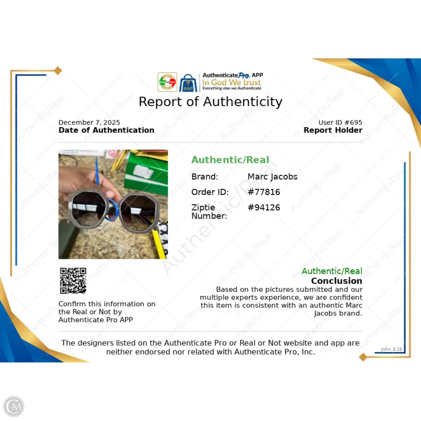 Sunglasses Luxury Designer By Marc Jacobs