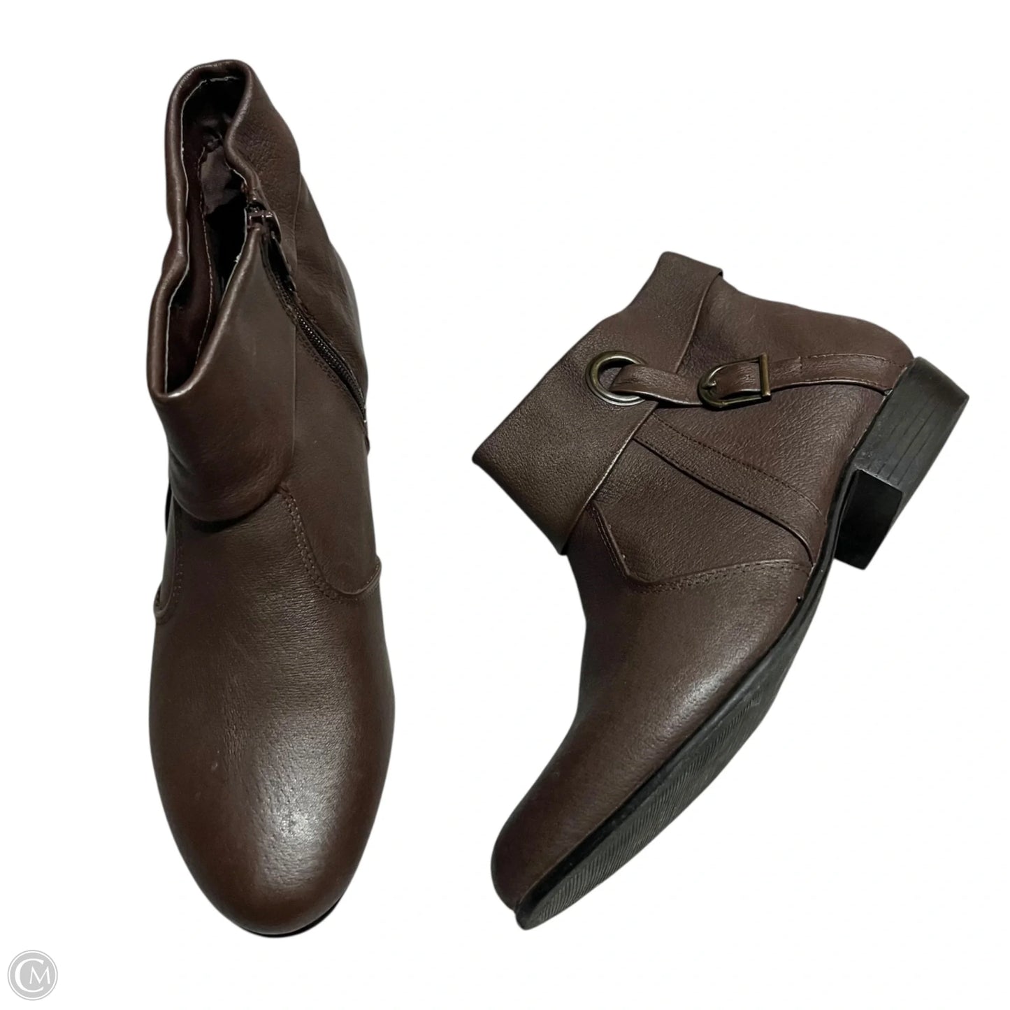 Boots Ankle Heels By Comfortview In Brown, Size: 10