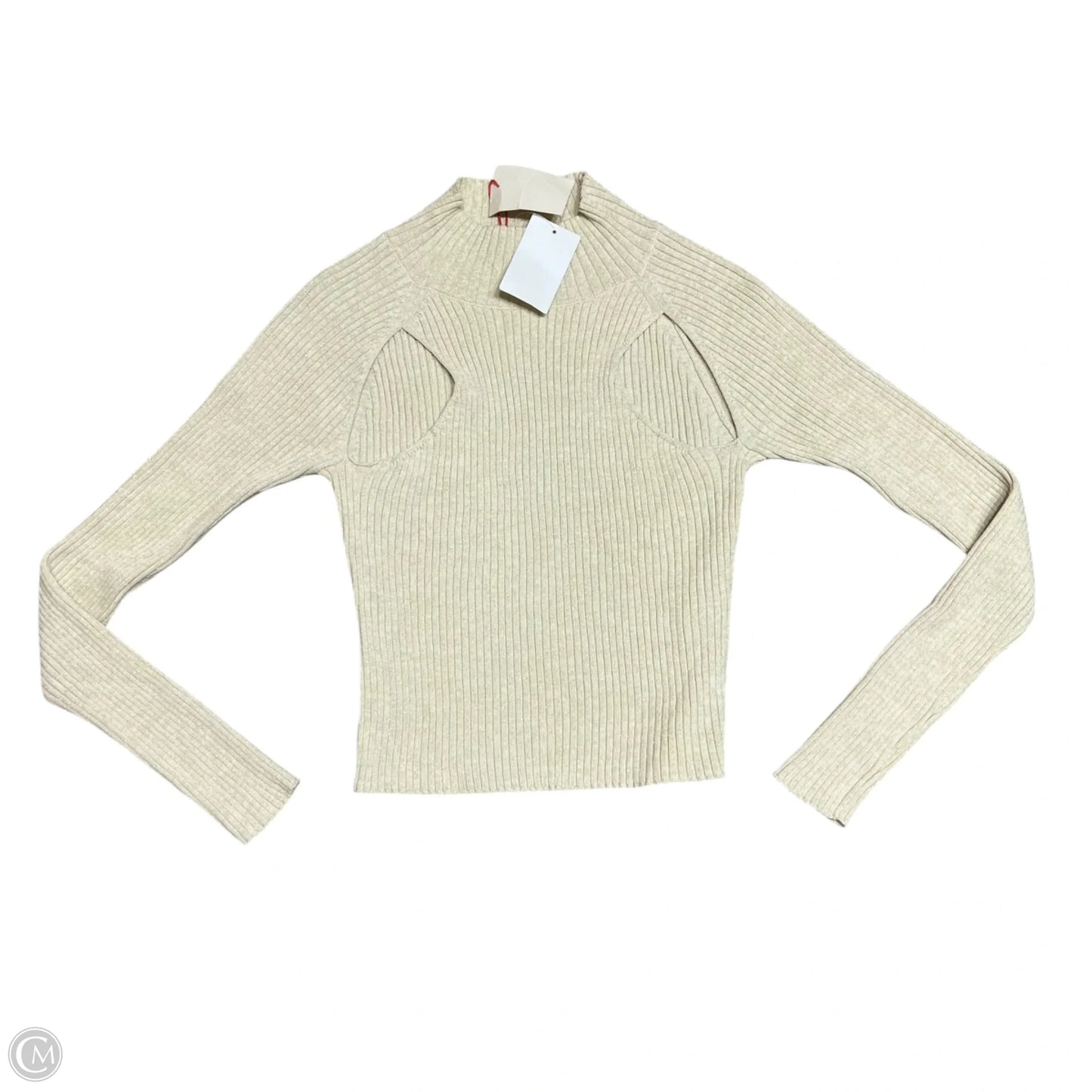 Sweater By Open Edit In Cream & Green, Size: M