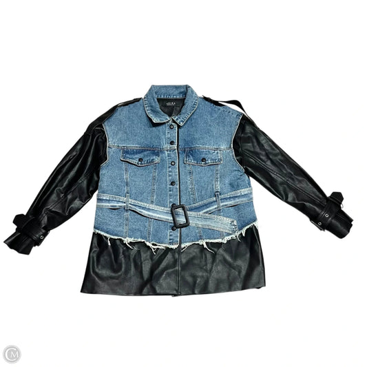 Jacket Denim By Akira In Black & Blue, Size: S