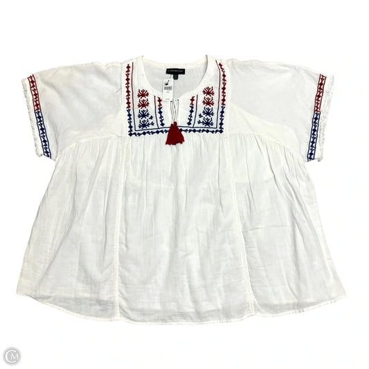 Top Long Sleeve By Lane Bryant In Blue Red & White, Size: 3x