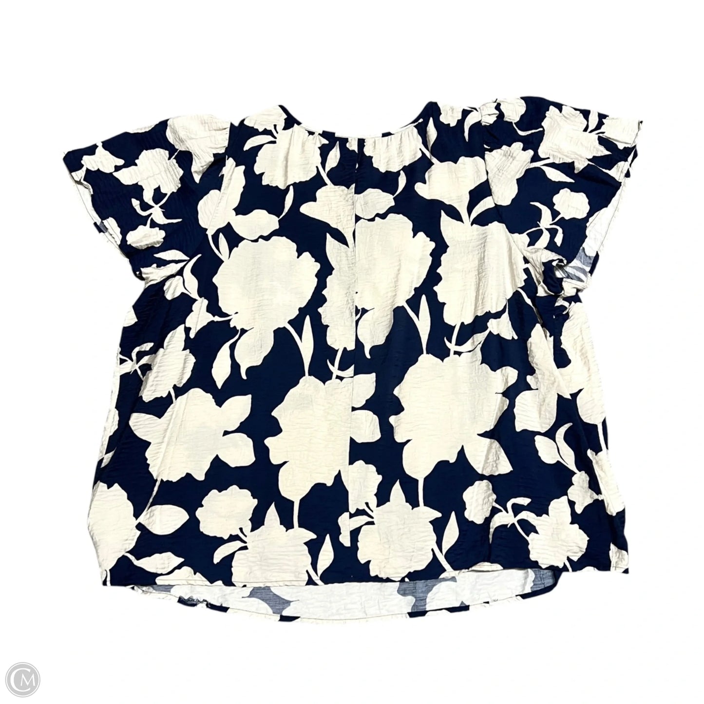 Top Short Sleeve By Ava & Viv In Blue & Cream, Size: 3x