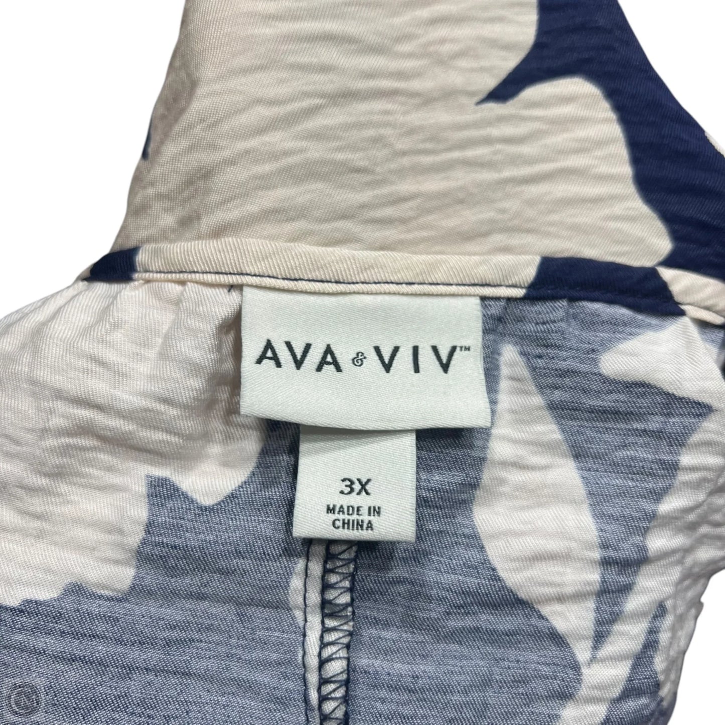 Top Short Sleeve By Ava & Viv In Blue & Cream, Size: 3x