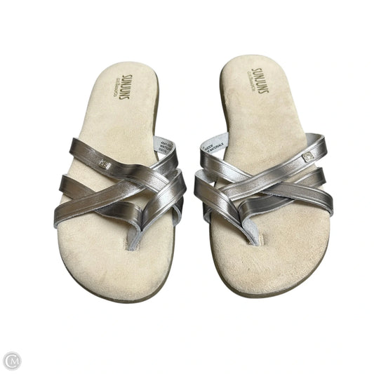 Sandals Flats By Bass In Silver, Size: 8.5