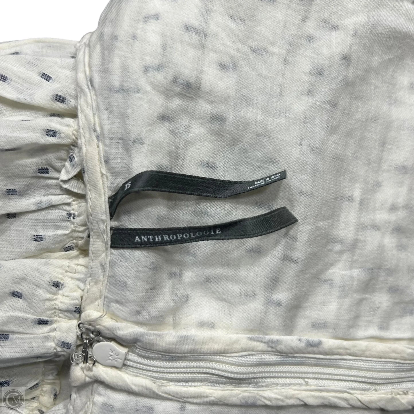 Top Short Sleeve By Anthropologie In Blue & Cream, Size: Xs