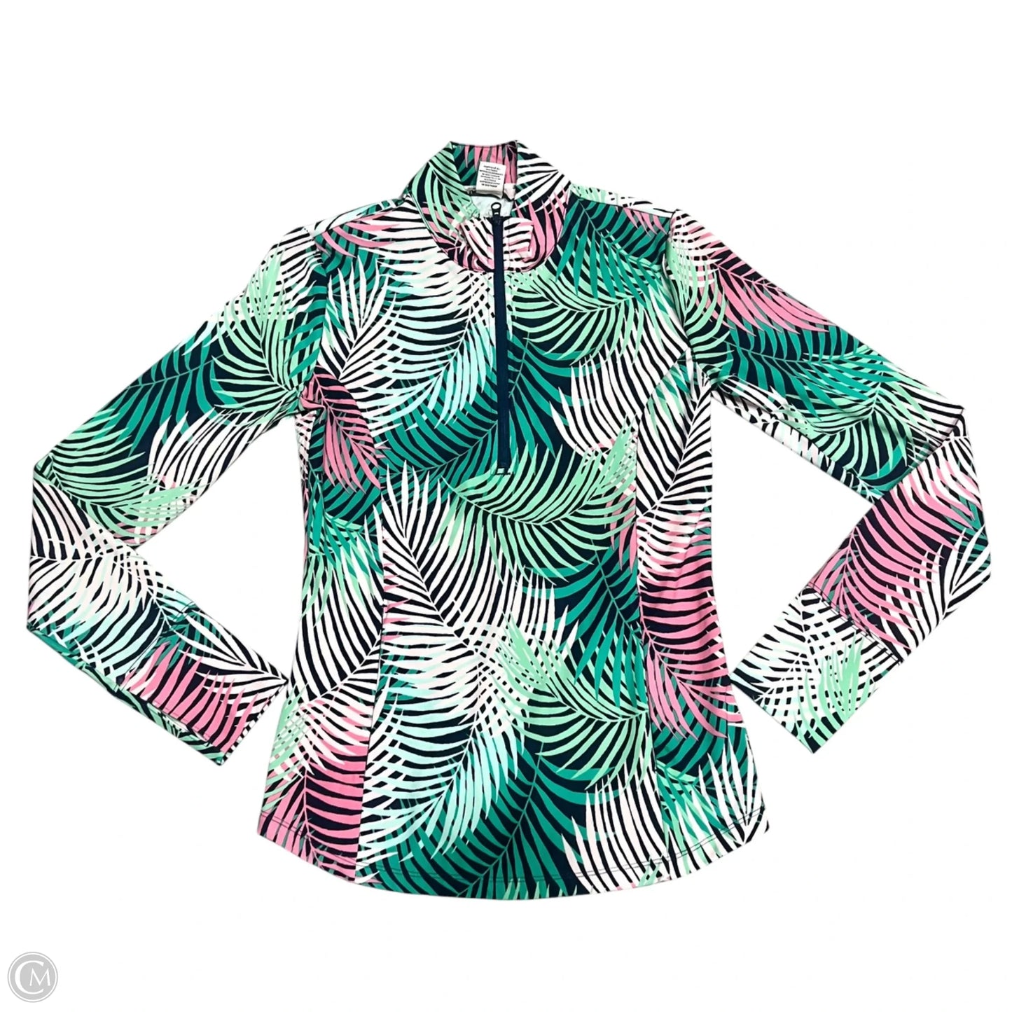 Athletic Top Long Sleeve Collar By Tommy Bahama In Tropical Print, Size: Xs
