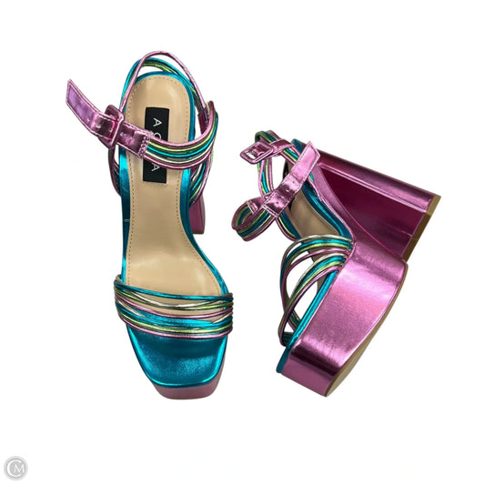 Sandals Heels Block By Aqua In Multi-colored, Size: 6