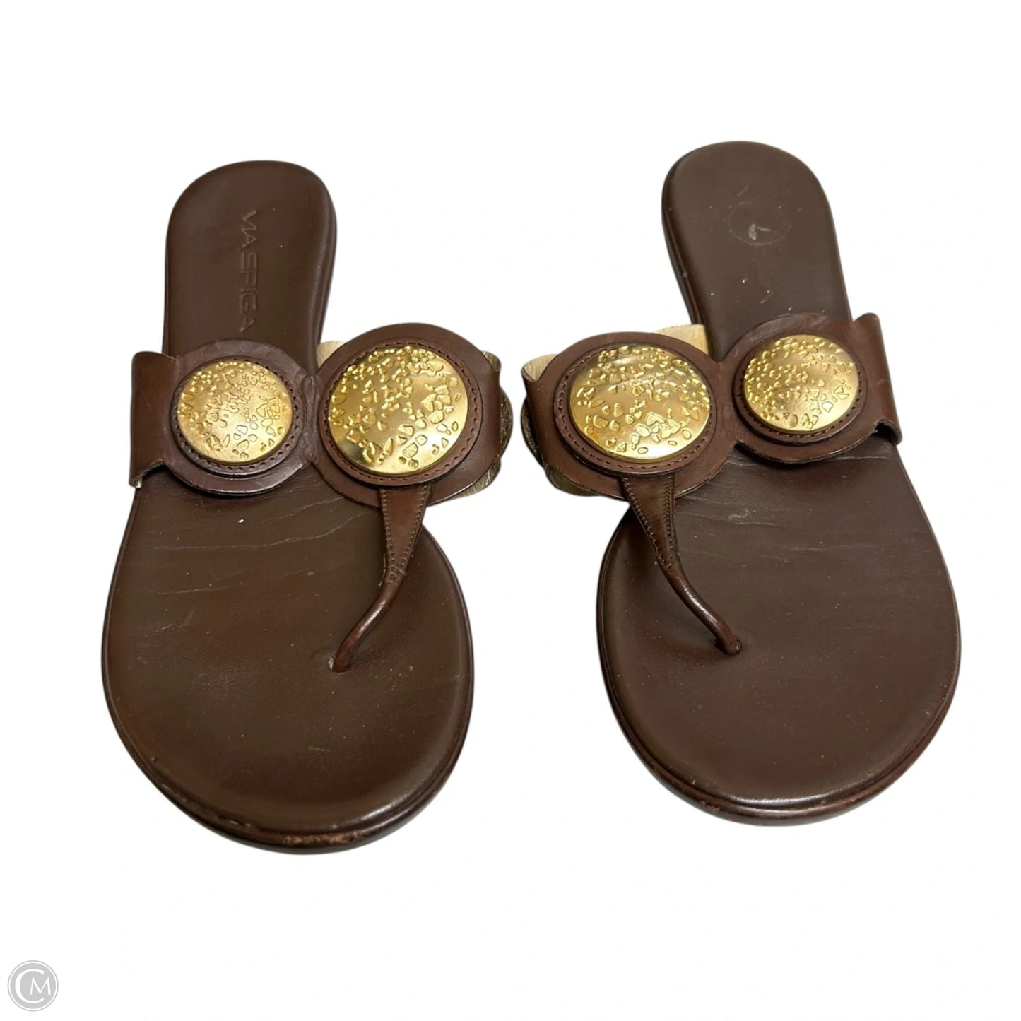 Sandals Flats By Via Spiga In Brown & Gold, Size: 7