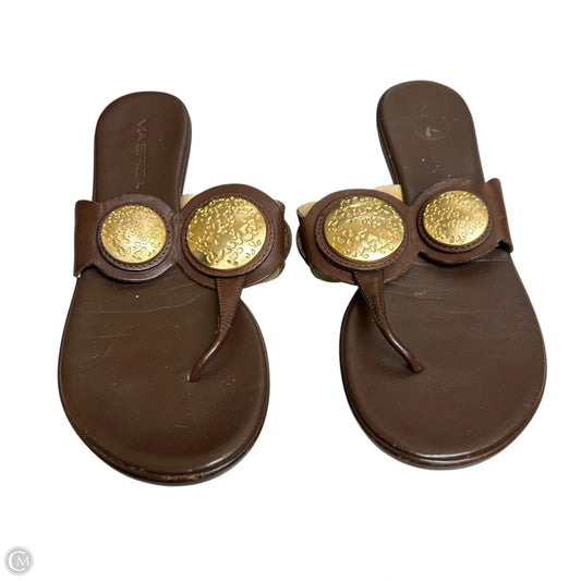 Sandals Flats By Via Spiga In Brown & Gold, Size: 7