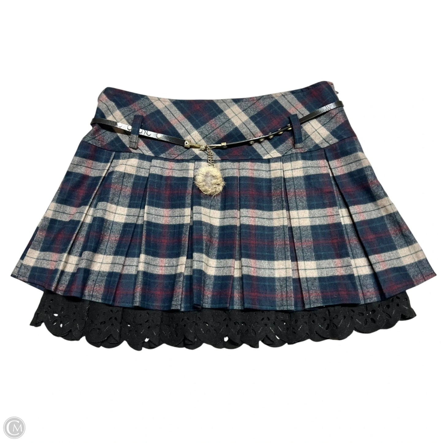 Skirt Mini & Short In Plaid Pattern, Size: M
