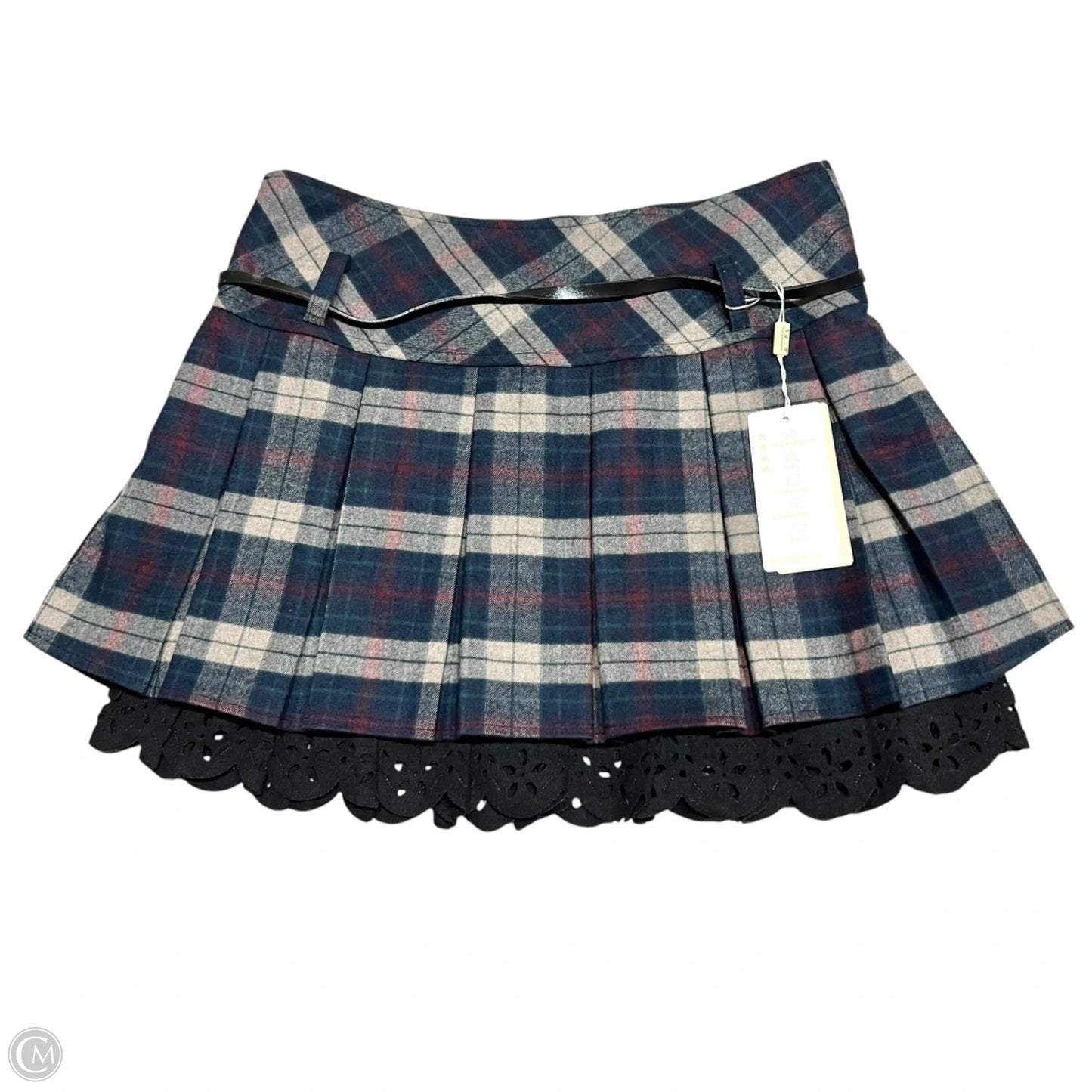 Skirt Mini & Short In Plaid Pattern, Size: M