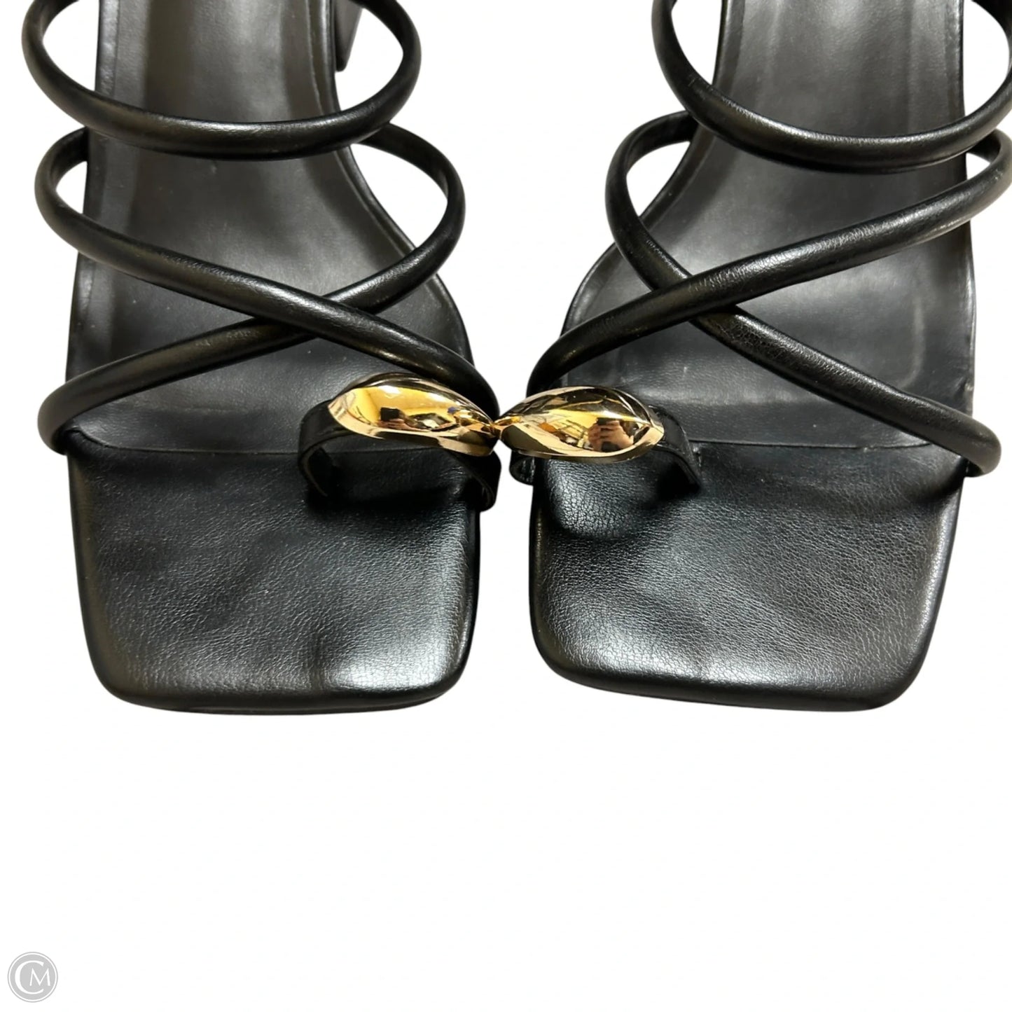 Sandals Heels Block By Carlkarida In Black & Gold, Size: 7