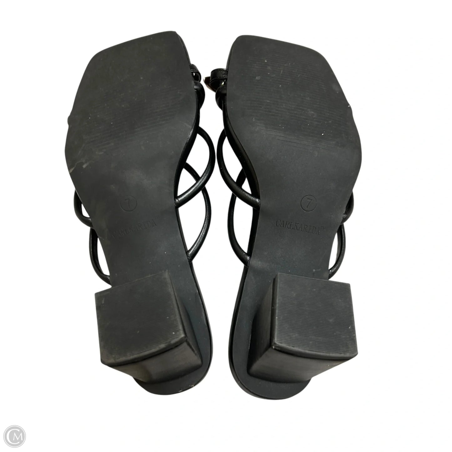 Sandals Heels Block By Carlkarida In Black & Gold, Size: 7