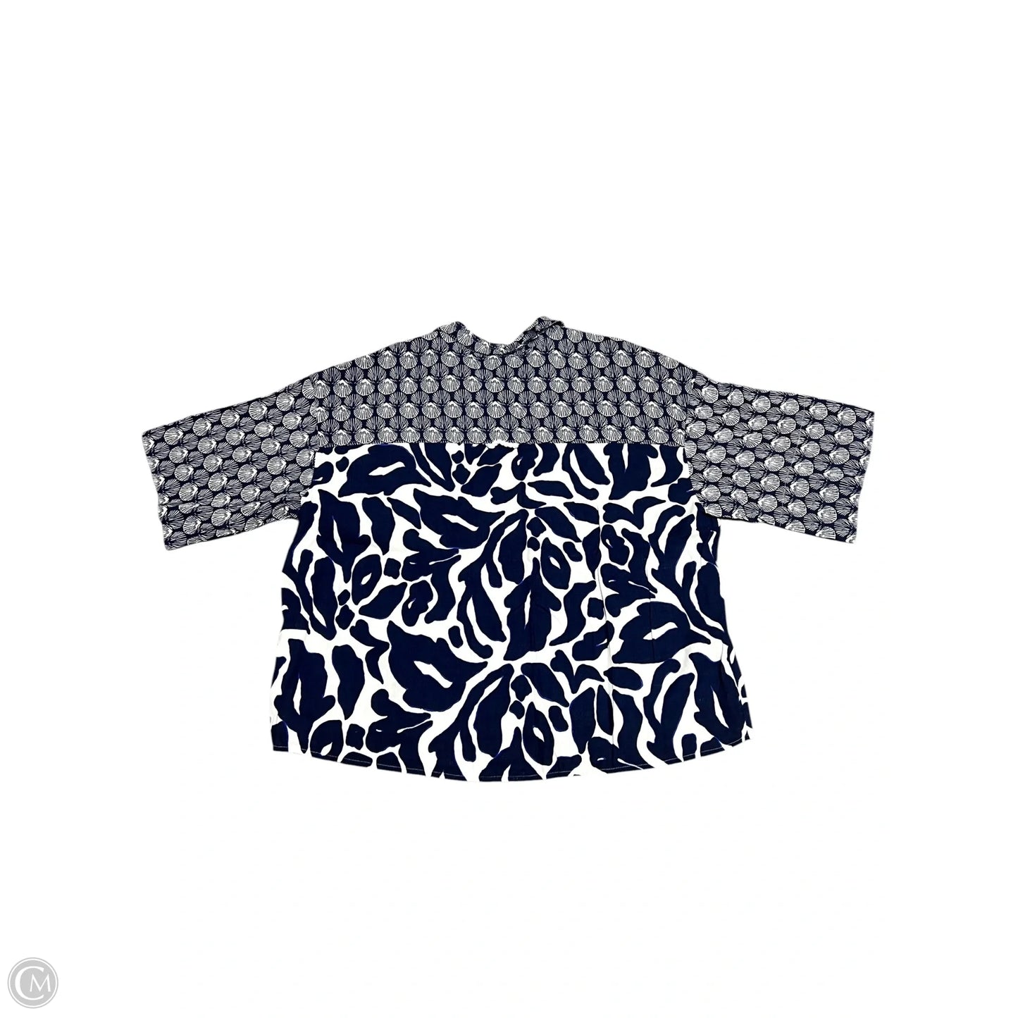 Top Short Sleeve By Anthropologie In Blue & White, Size: Xl