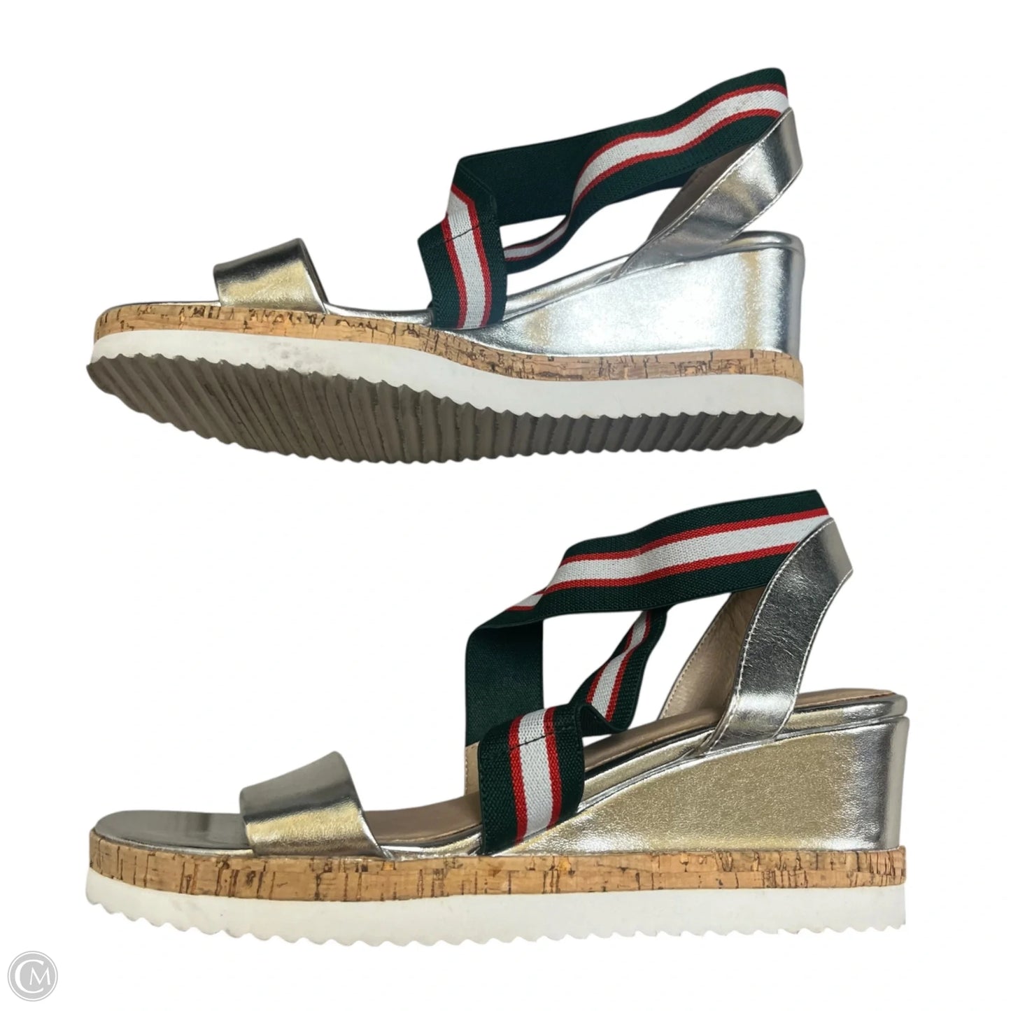 Sandals Heels Wedge By Steve In Silver, Size: 10