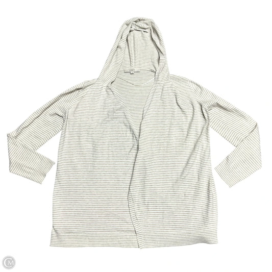 Sweater Cardigan By Loft In Tan & White, Size: L