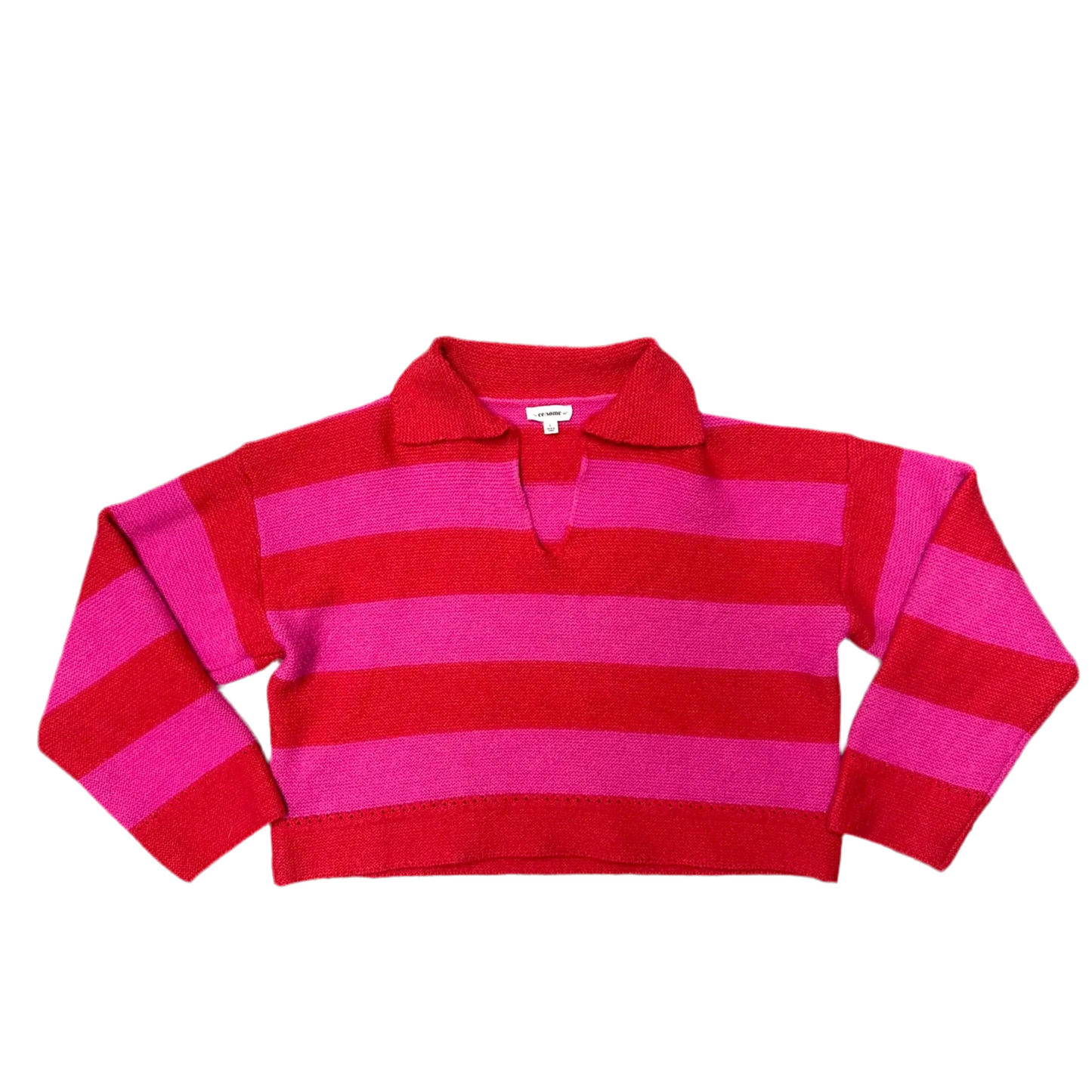 Sweater By Ee Some In Pink & Red, Size: L