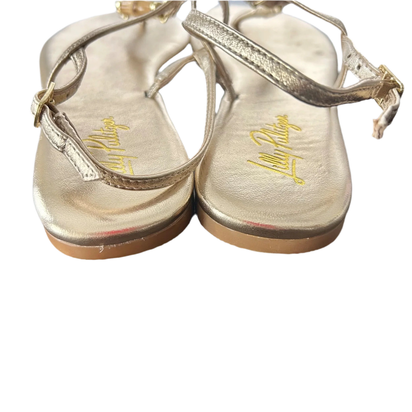 Sandals Designer By Lilly Pulitzer In Gold, Size: 6