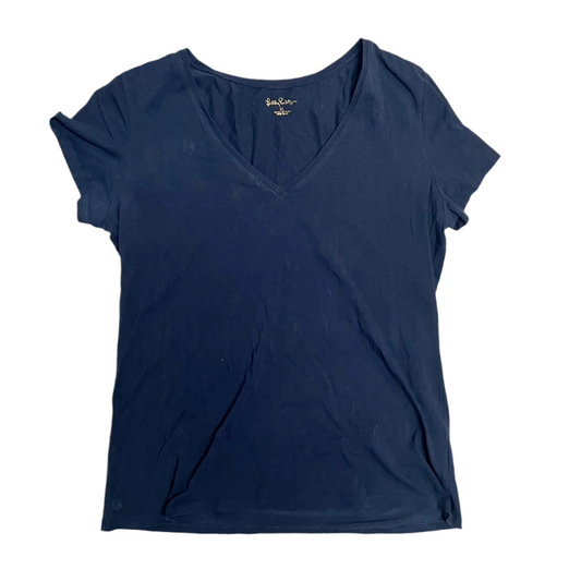 Top Short Sleeve Designer By Lilly Pulitzer In Navy, Size: Xl