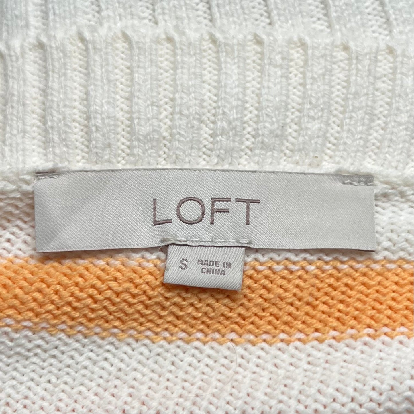 Top Long Sleeve By Loft In Cream & Orange, Size: S